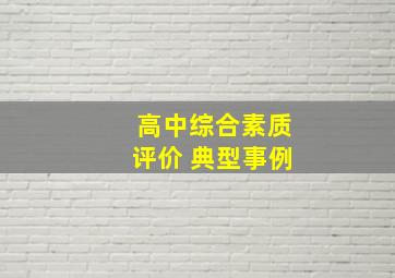 高中综合素质评价 典型事例